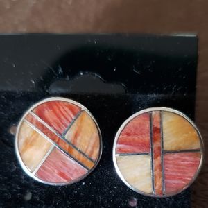 Sterling Silver Inlay Earrings